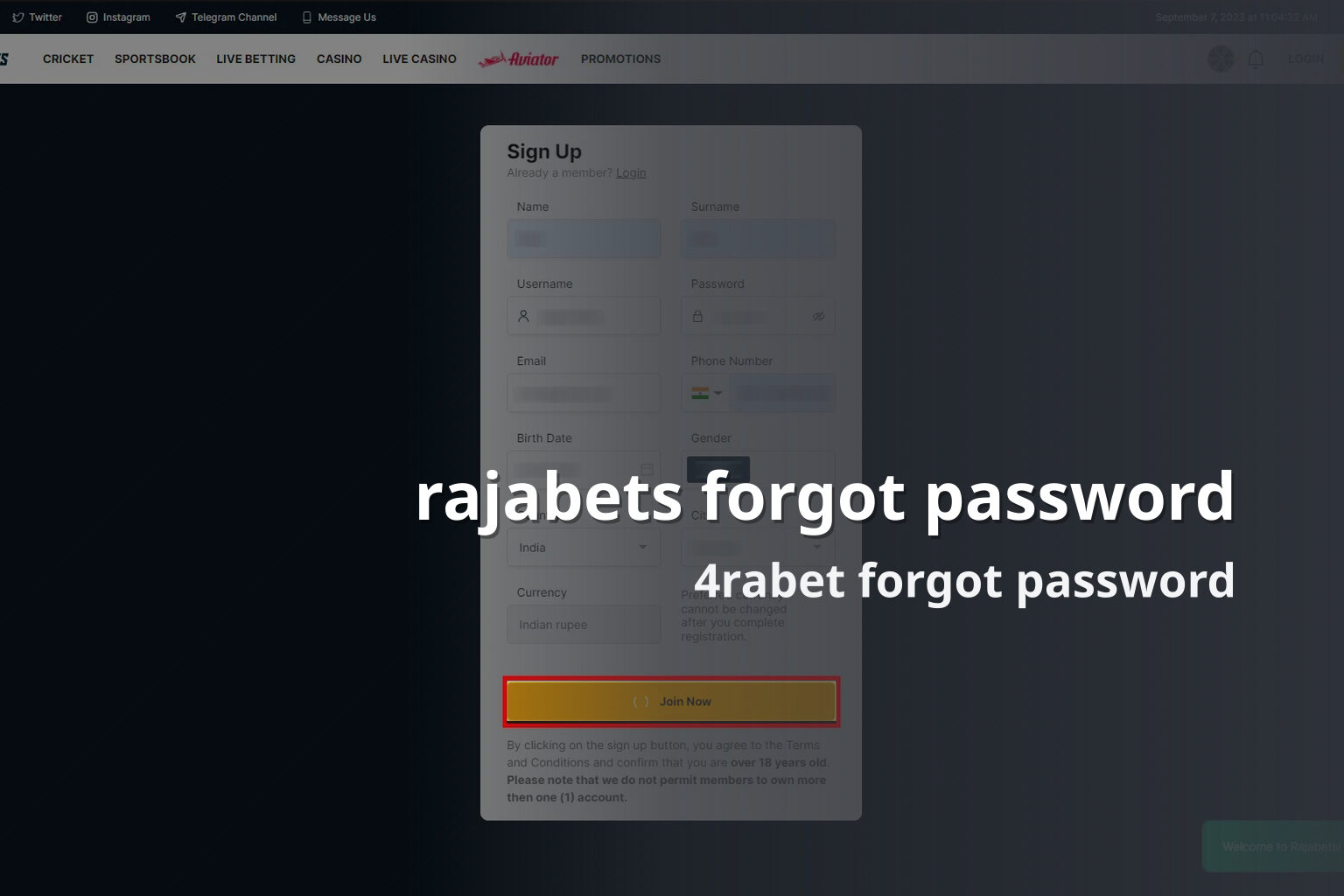 rajabets forgot password 4rabet forgot password