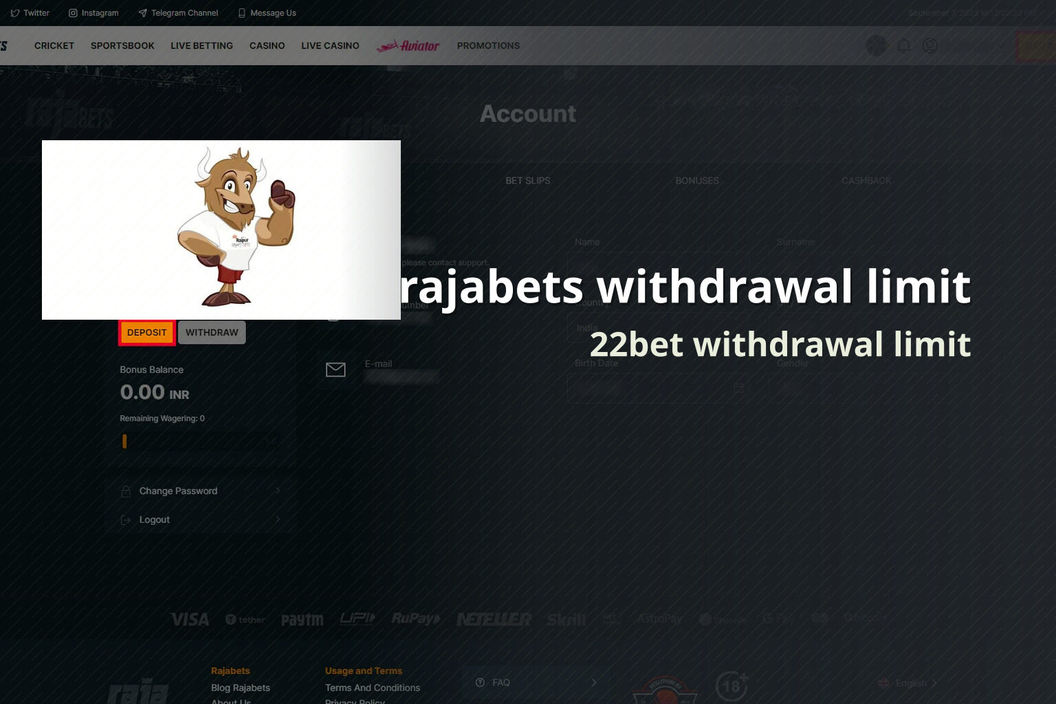 rajabets withdrawal limit 22bet withdrawal limit