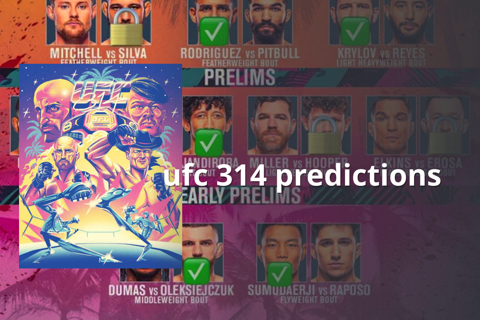 ufc 314 predictions - sportsbook