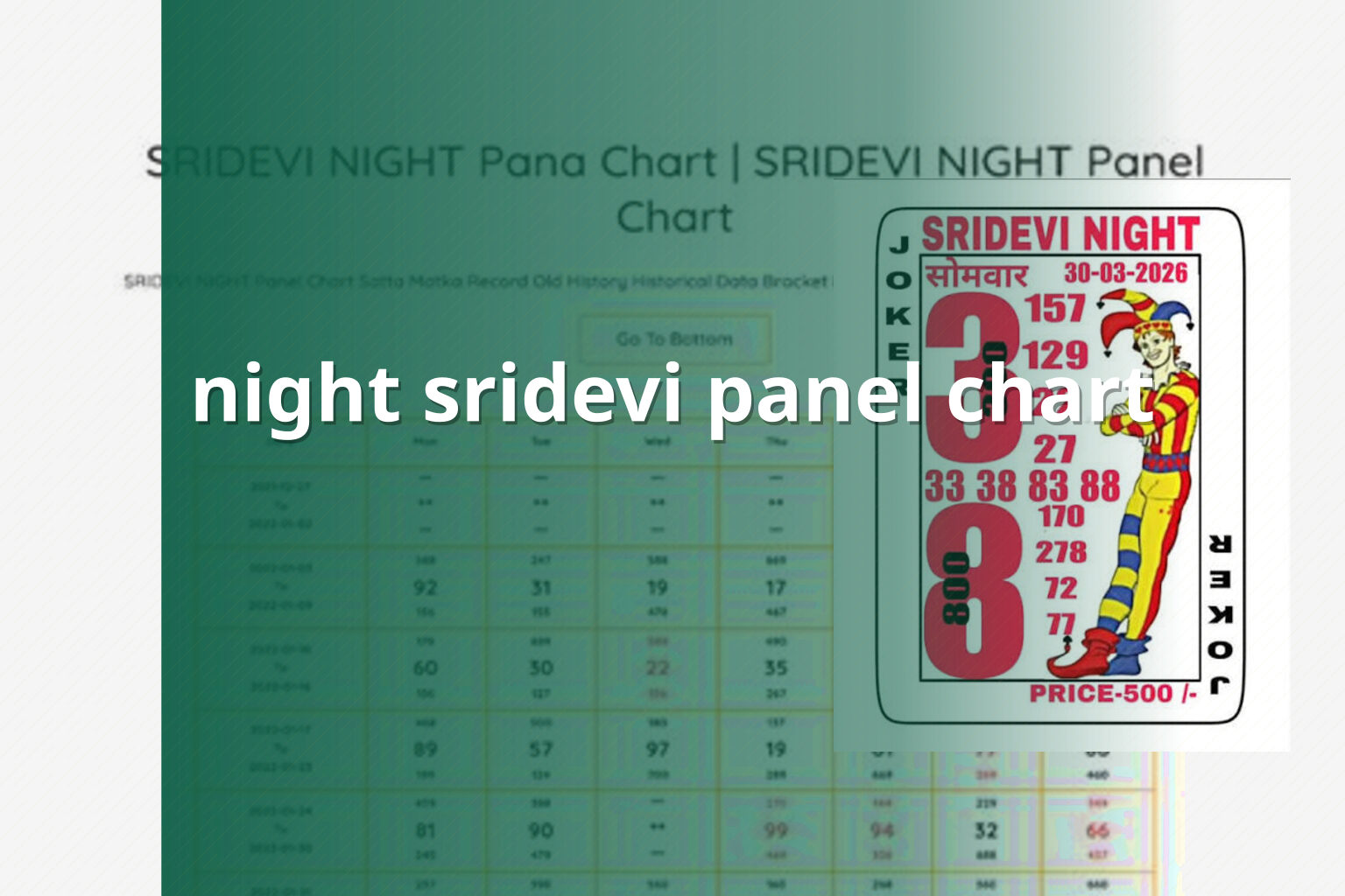 night sridevi panel chart - matka_satta
