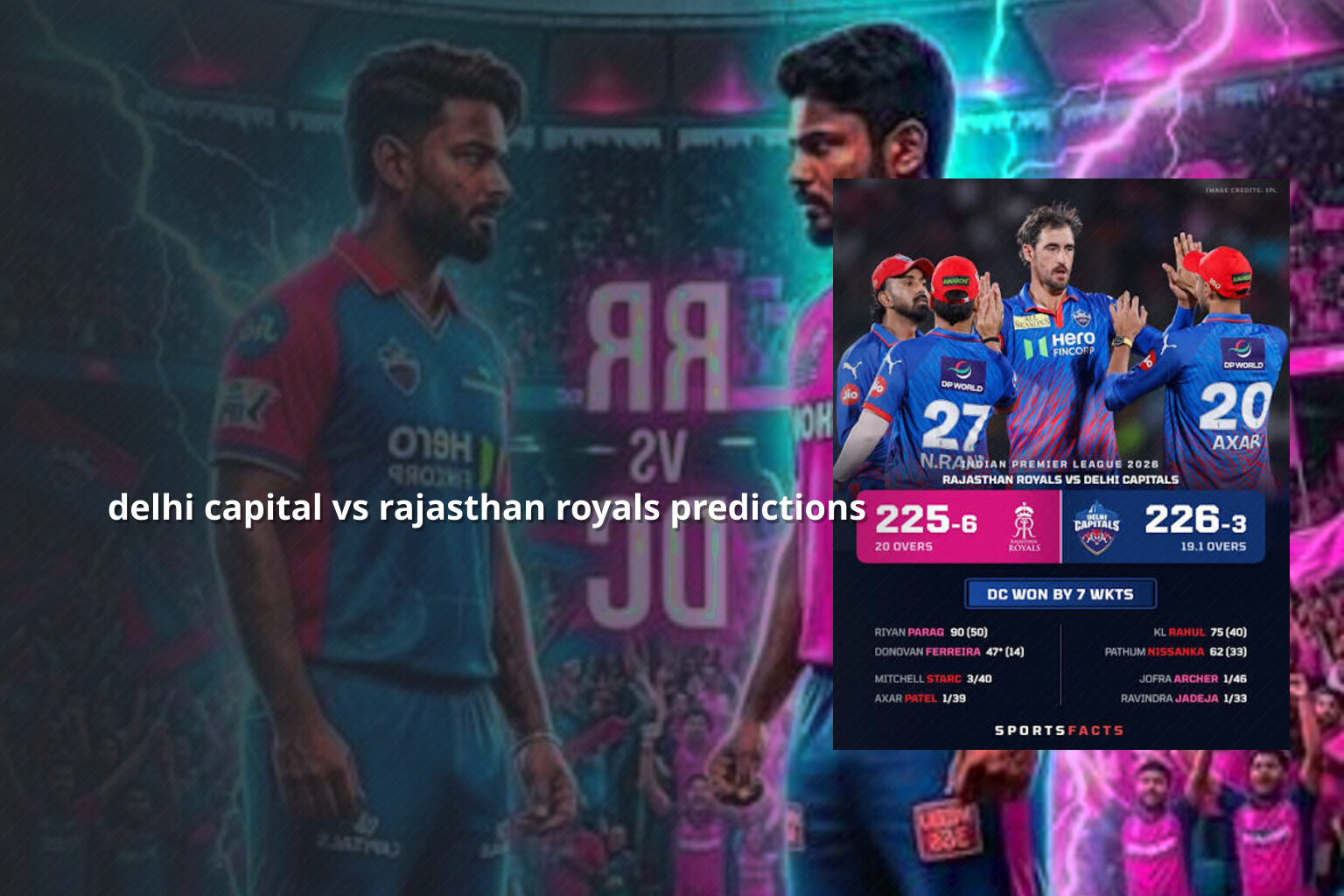 delhi capital vs rajasthan royals predictions - sportsbook