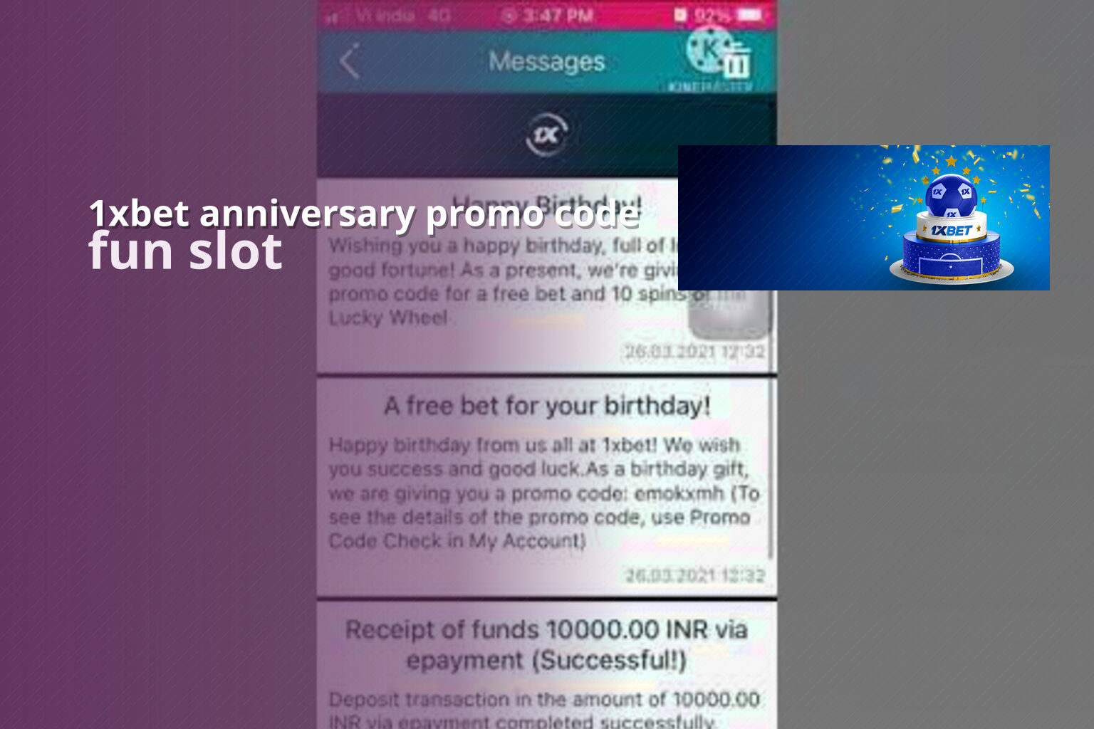 1xbet anniversary promo code fun slot