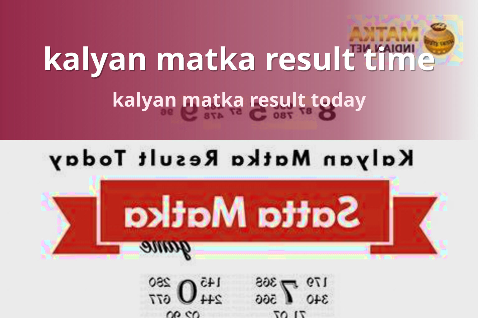 kalyan matka result time kalyan matka result today
