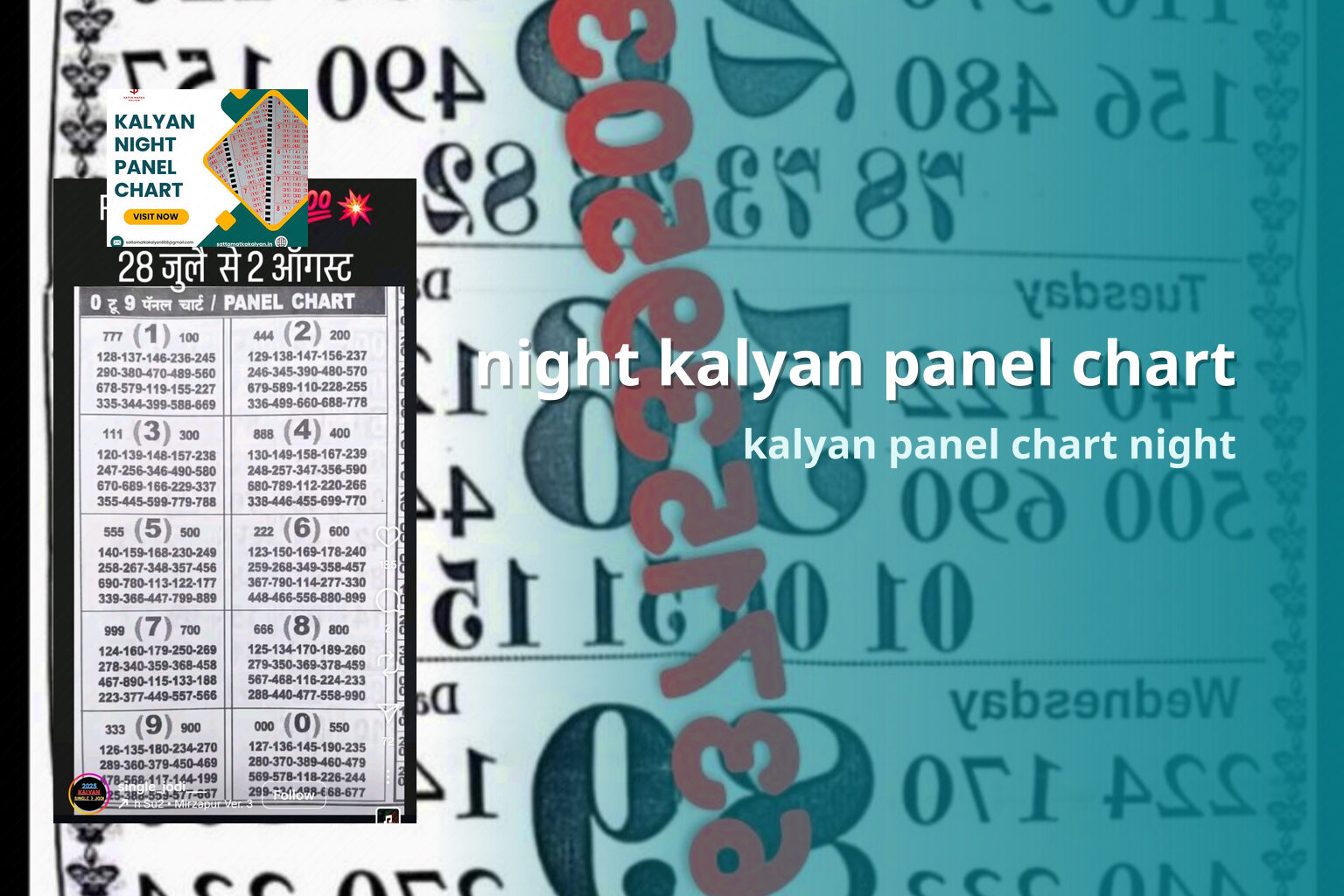 night kalyan panel chart kalyan panel chart night