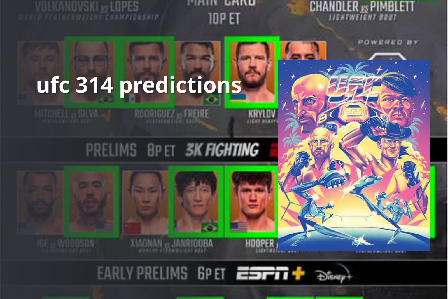 ufc 314 predictions - sportsbook