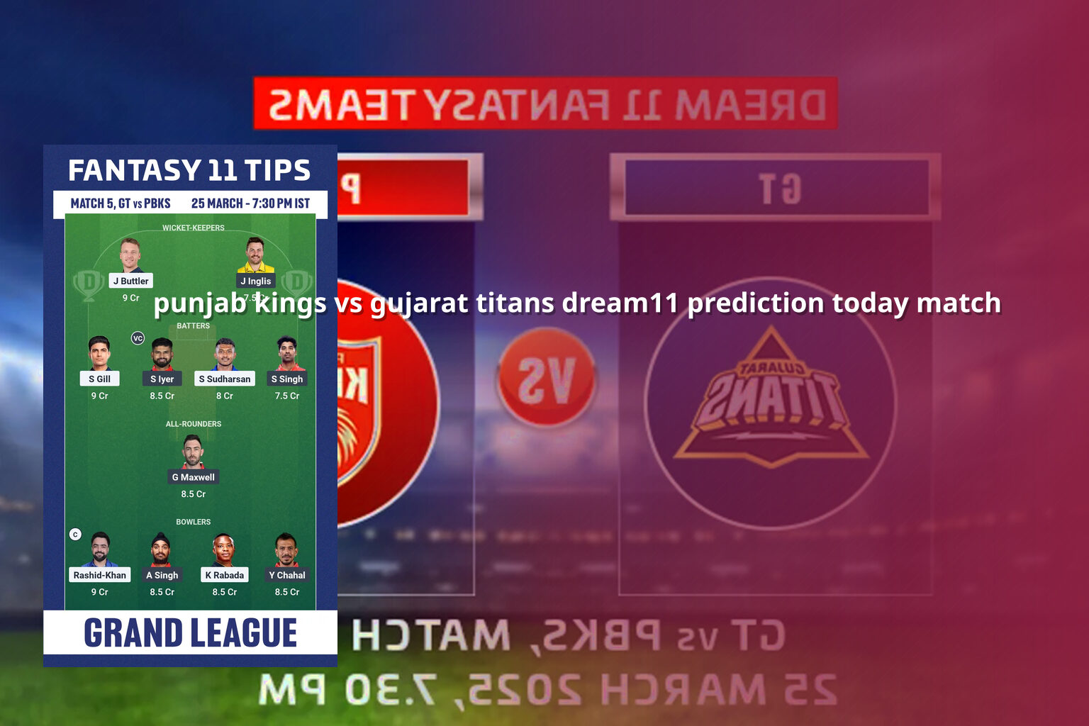 punjab kings vs gujarat titans dream11 prediction today match - sportsbook