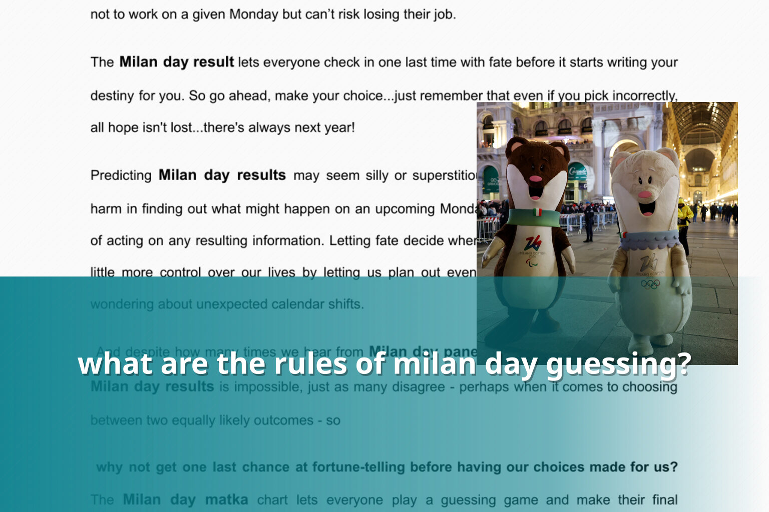 what are the rules of milan day guessing? - matka_satta